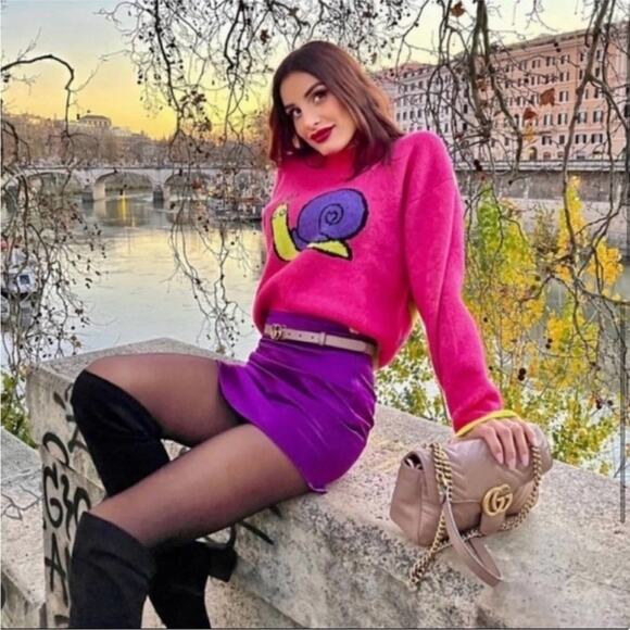 Zara Purple Satin Effect Mini Skirt Size Small - Picture 6 of 16